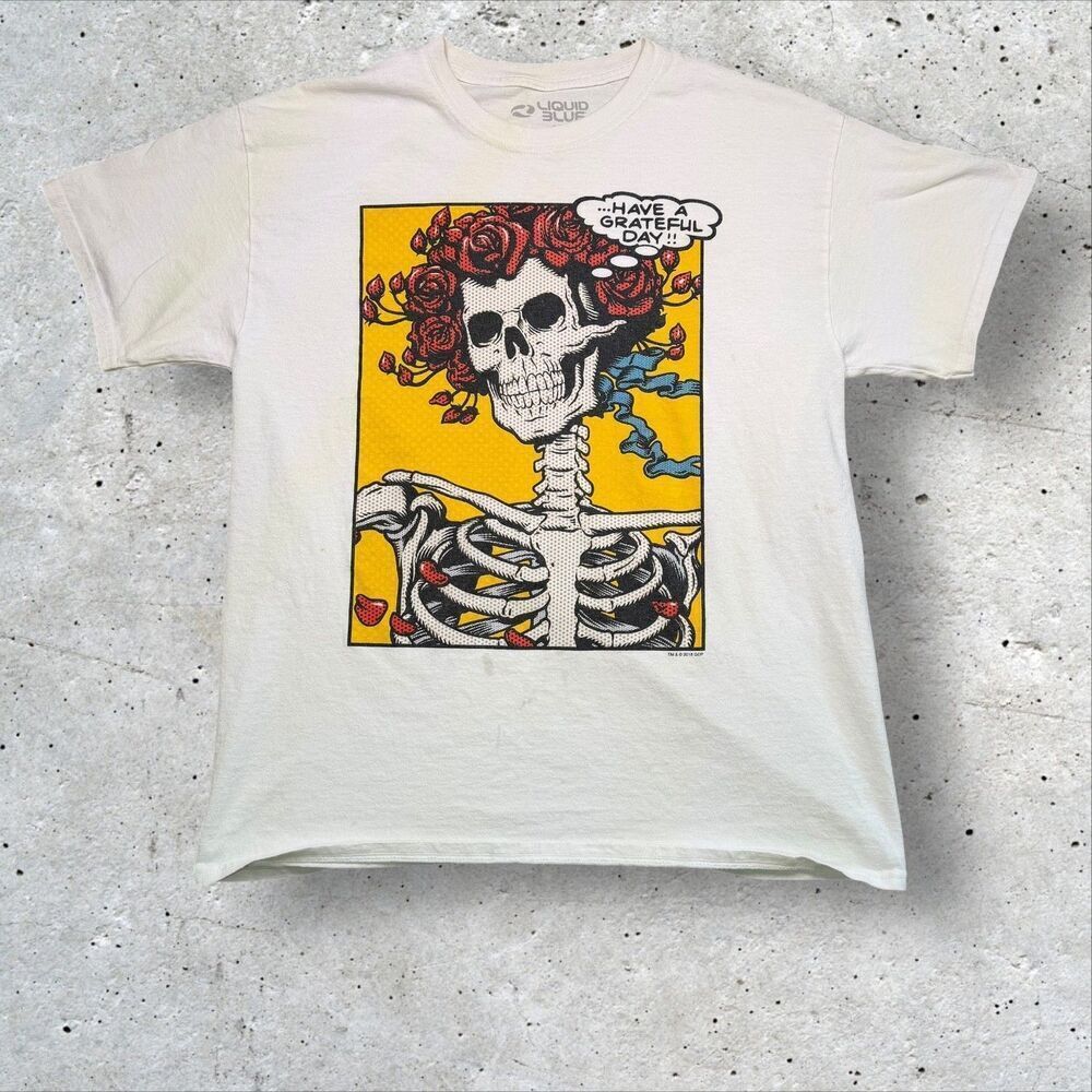 Bertha Pop Art Grateful Dead Shirt - Liquid Blue Have a Grateful Day T-shirt XL